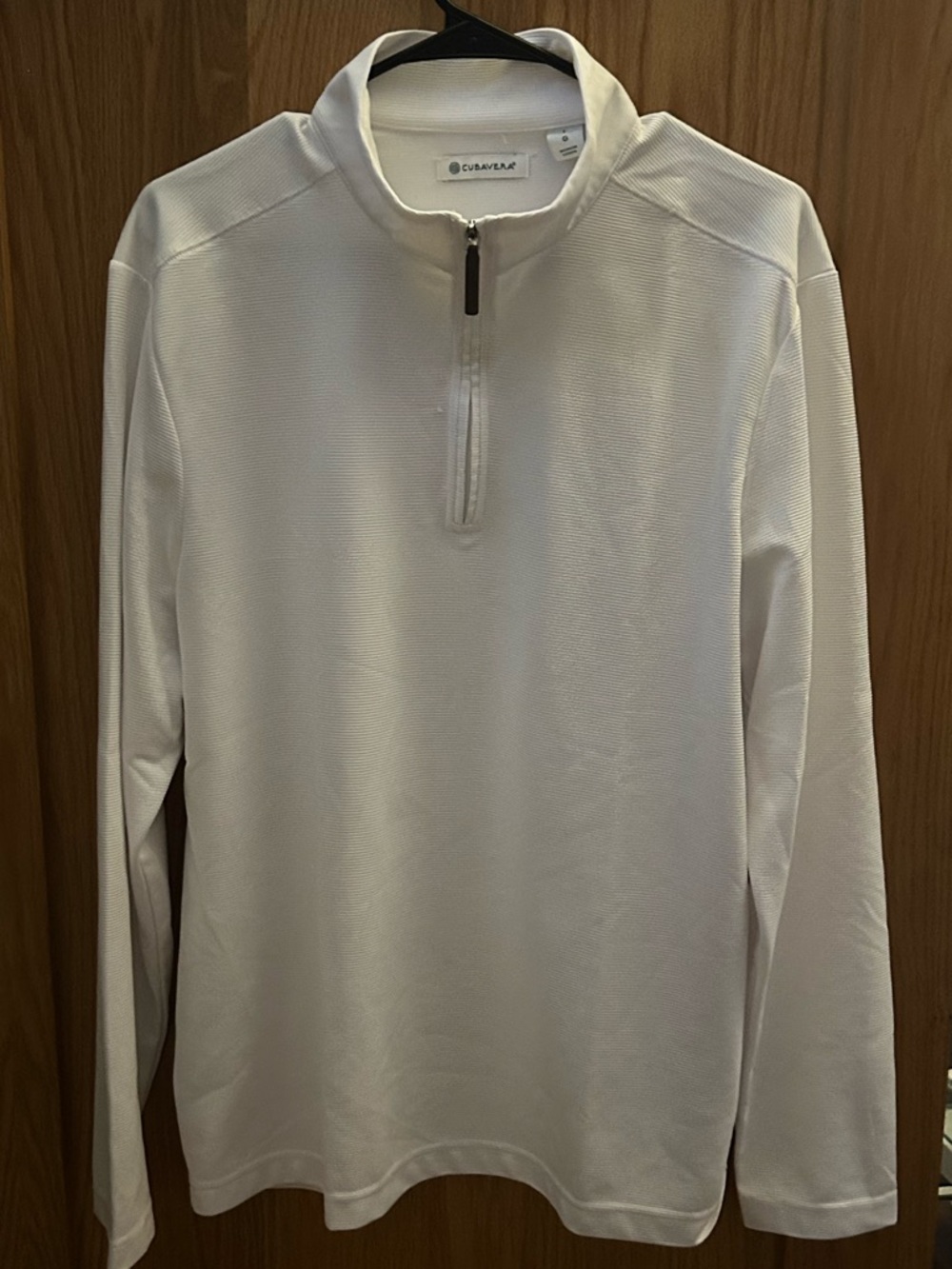 Cubavera White Ribbed-Quarter Zip